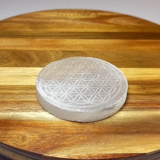 Selenite Round Slab with Grid