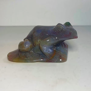 Colorful Moss Agate Frog