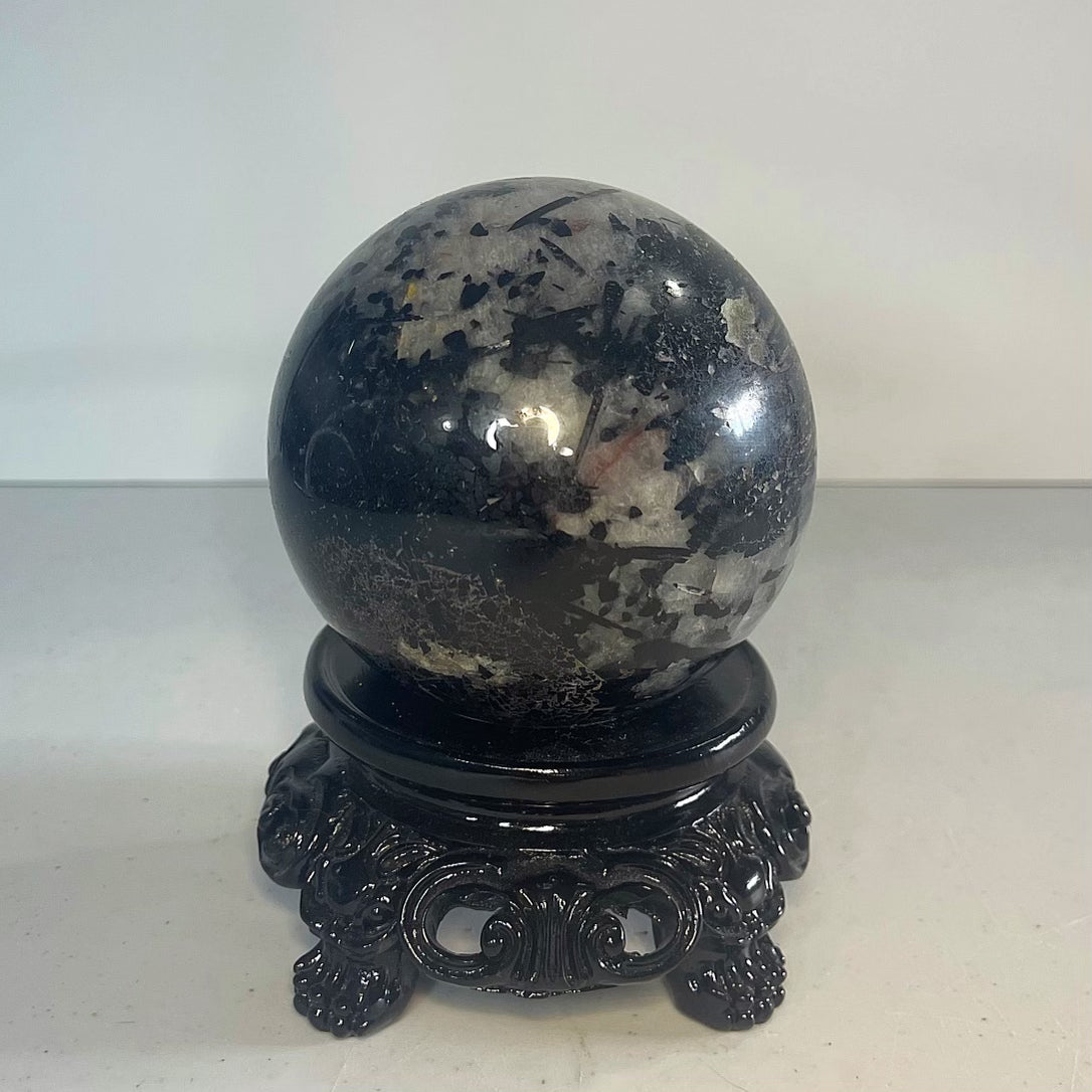 Black Tourmaline in Quartz Sphere